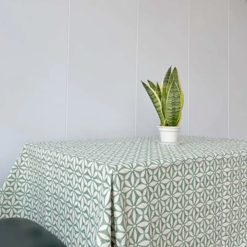 Geometric Pattern Vinyl Tablecloth with Backing