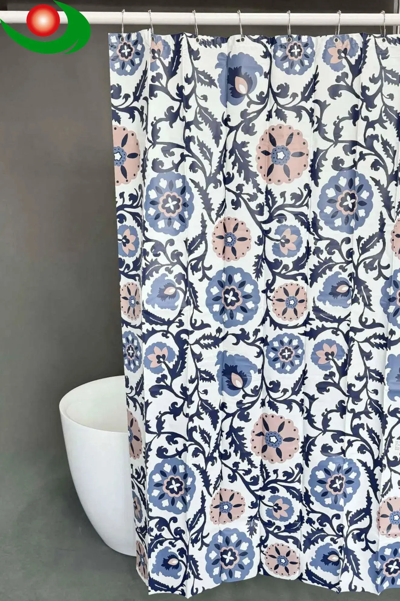 Jiayuan Boho Floral Shower Curtain Blue Abstract Bohemian Flowers Botanical Leaf Bathroom Curtain Vintage Mid Century Modern Waterproof Fabric Shower Curtains