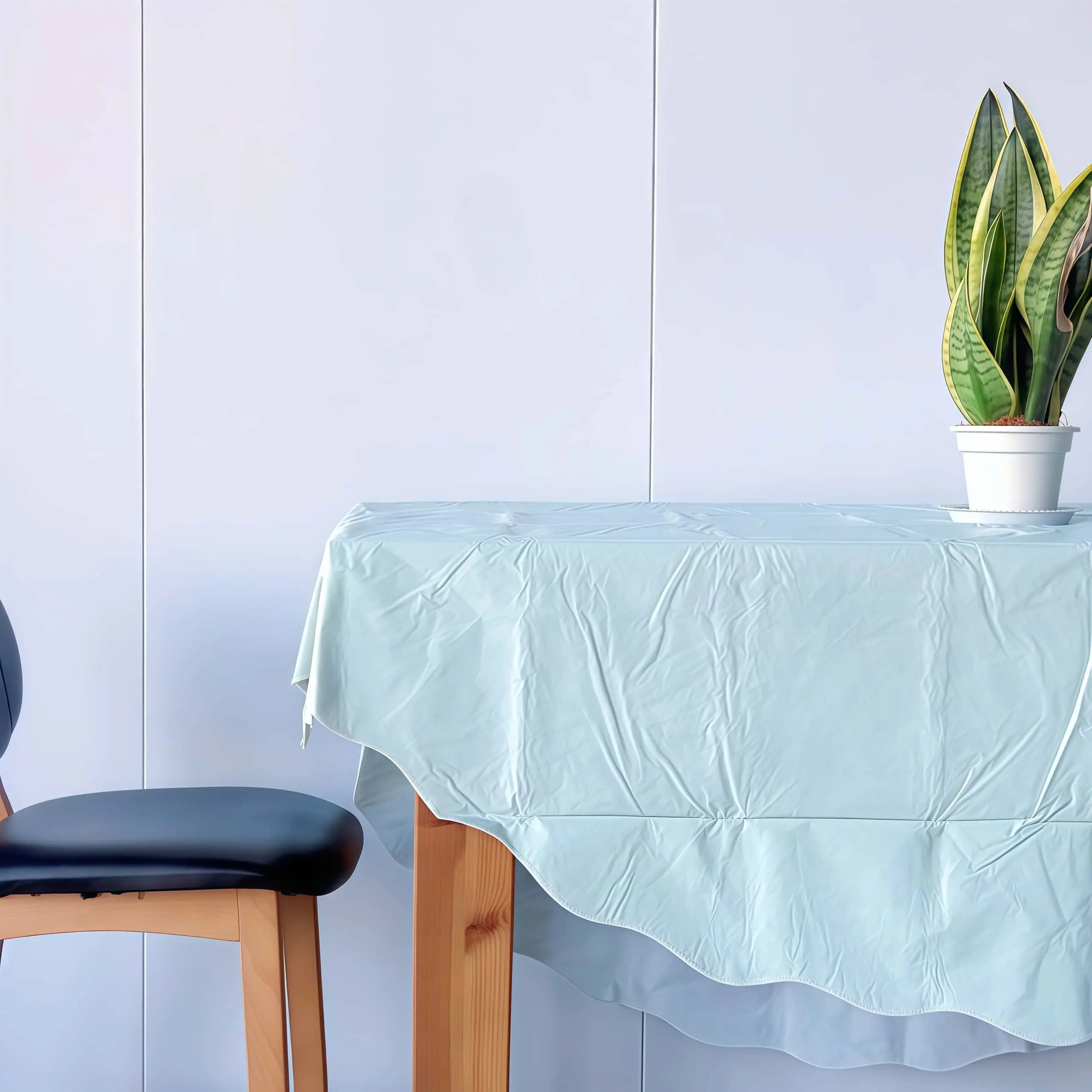 Light Blue Flannel Backed Vinyl Tablecloth