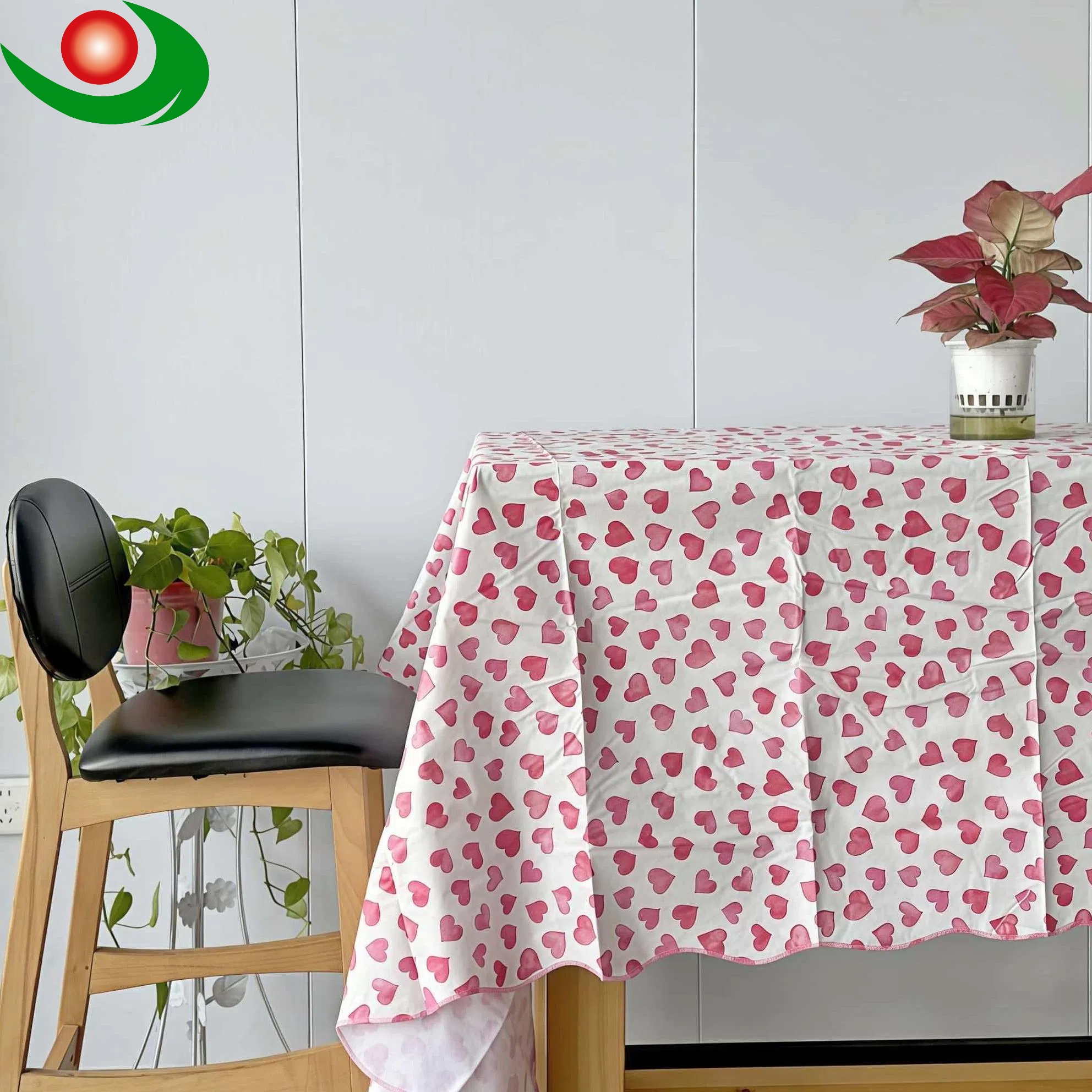 Pink Romantic Love Hearts Pattern Tablecloth - Dustproof & Wrinkle-Resistant, Unique Design - PEVA Composite Needle-Punched Cotton Material - Suitable for Home, Dining Room, Parties & More