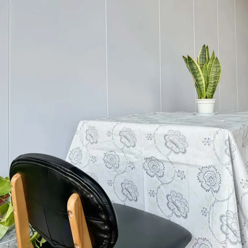 Grey Printed Vinyl Tablecloth