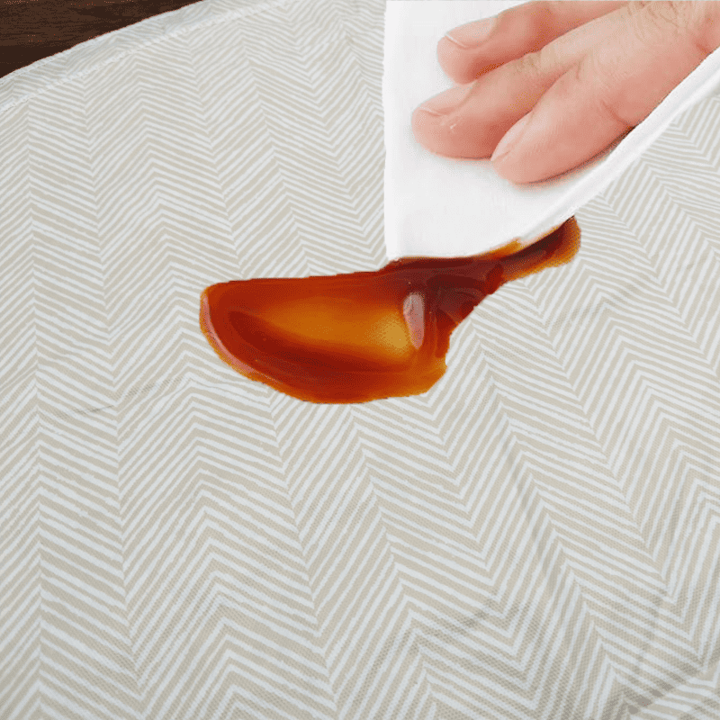 Beige Herringbone Vinyl Tablecloth with Flannel Backing