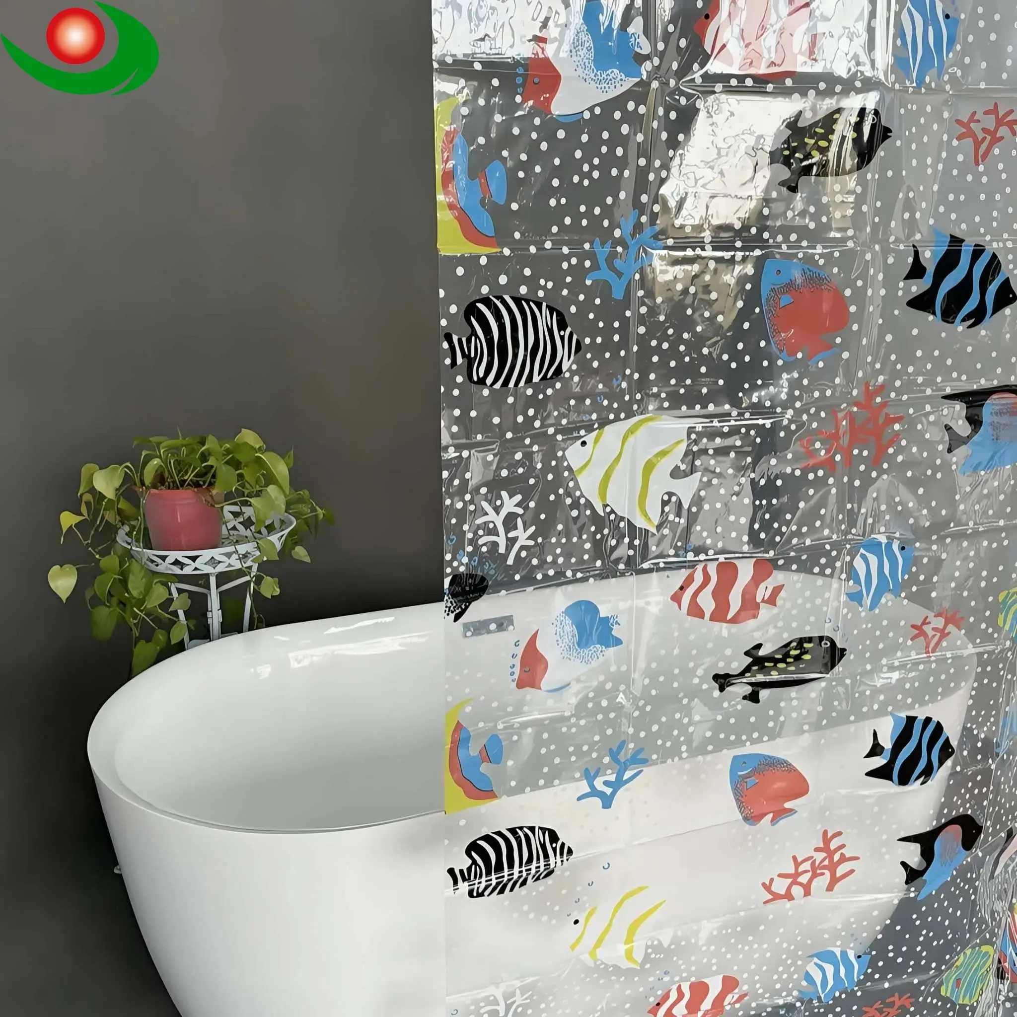 Ocean Theme PEVA Shower Curtain