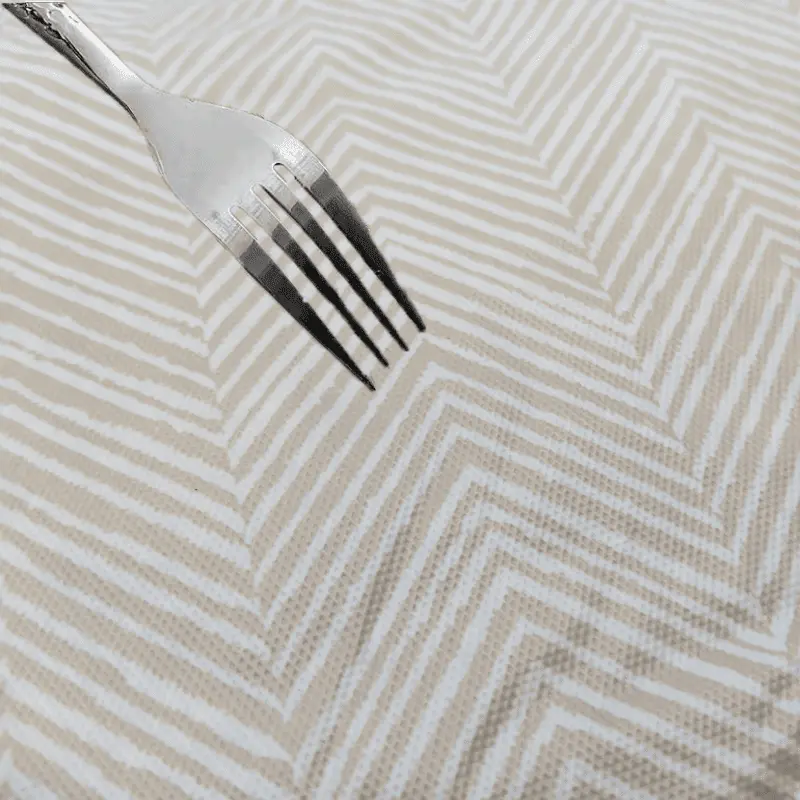 Beige Herringbone Vinyl Tablecloth with Flannel Backing