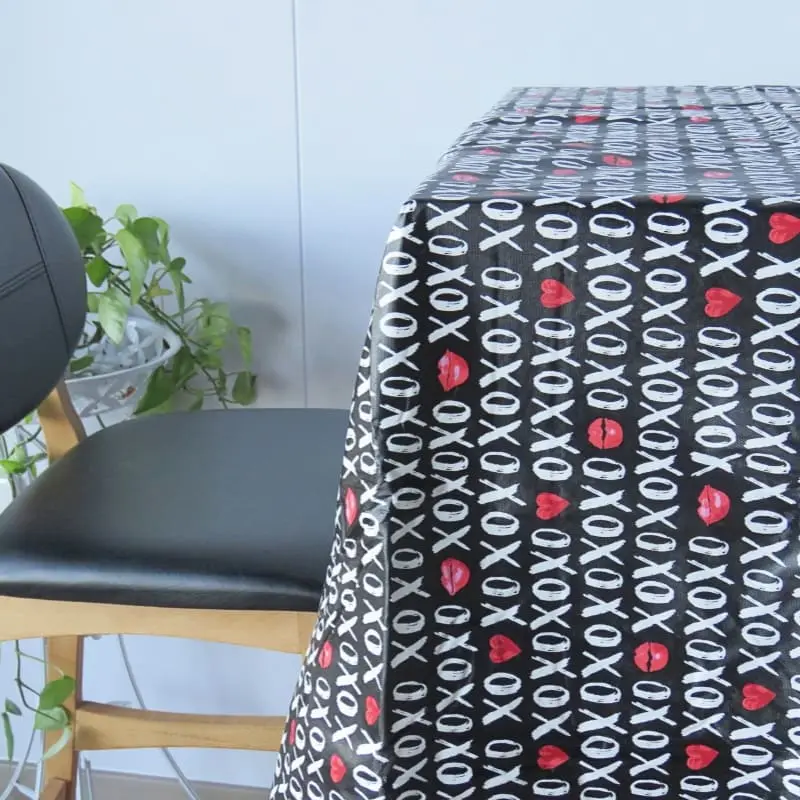 Romantic Hearts Tablecloth with Flannel Backing