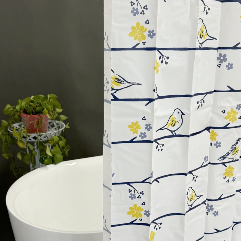 Charming Bird Pattern PEVA Shower Curtain