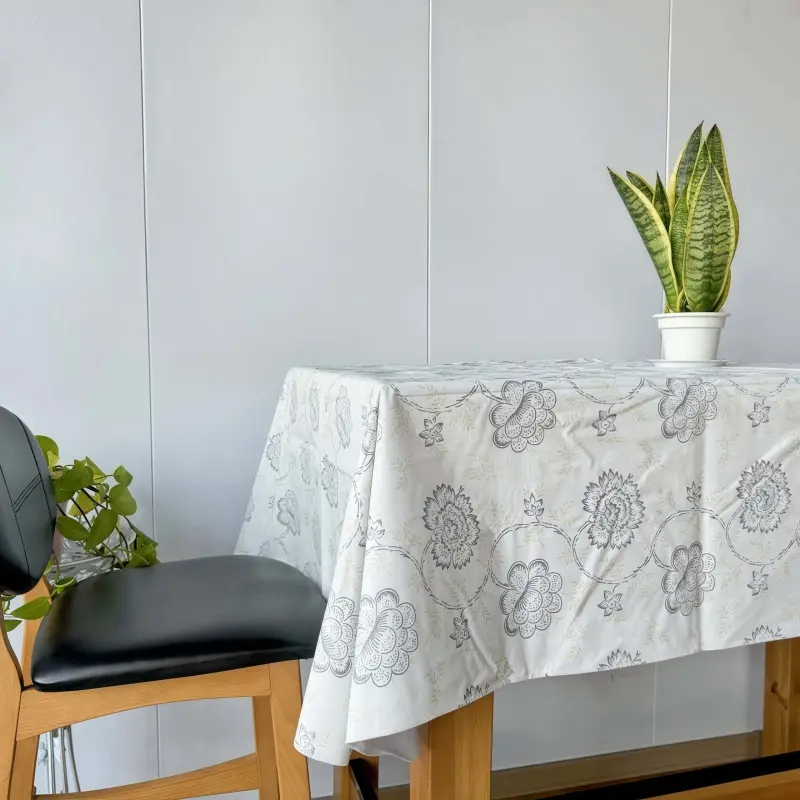Grey Printed Vinyl Tablecloth